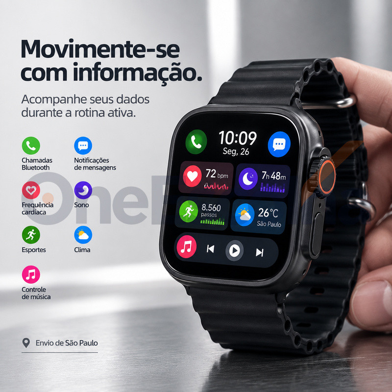 Envio de São Paulo Smartwatch S17MINI 38mm Esportivo, Multifuncional, Chamadas Bluetooth, Carregamento sem fio