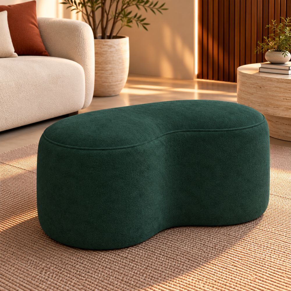 Puff Seok 100cm Puf Curvo Decorativo Premium Suede para Sala Quarto e Provador Suede Verde