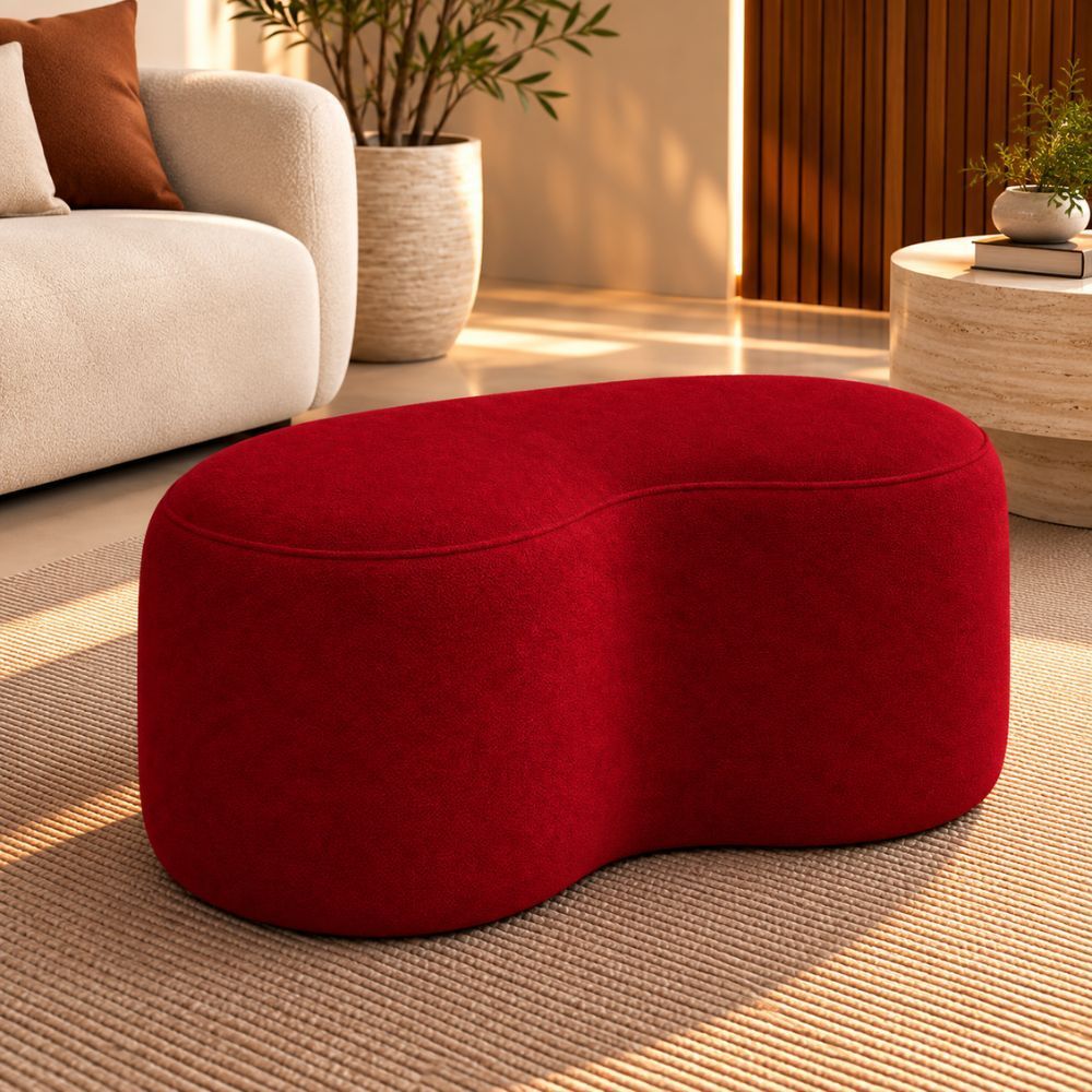 Puff Banco Orgânico Seok 100cm Premium Suede Decorativo para Sala Quarto e Escritório Suede Vermelho
