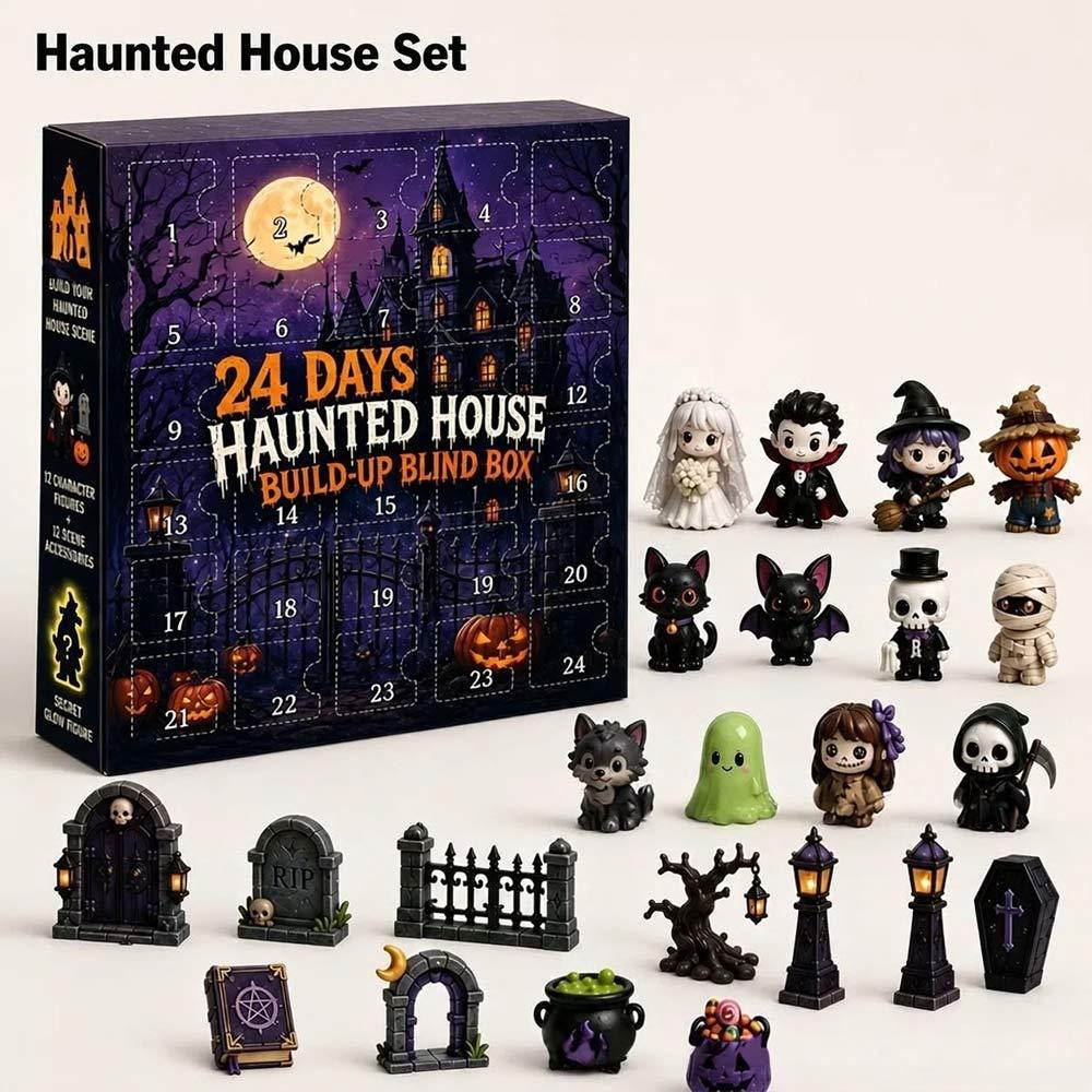 Halloween Spooky Advent Calendar 24 Days Countdown Box Acrylic Ornaments for Home Table Decor Halloween Gift