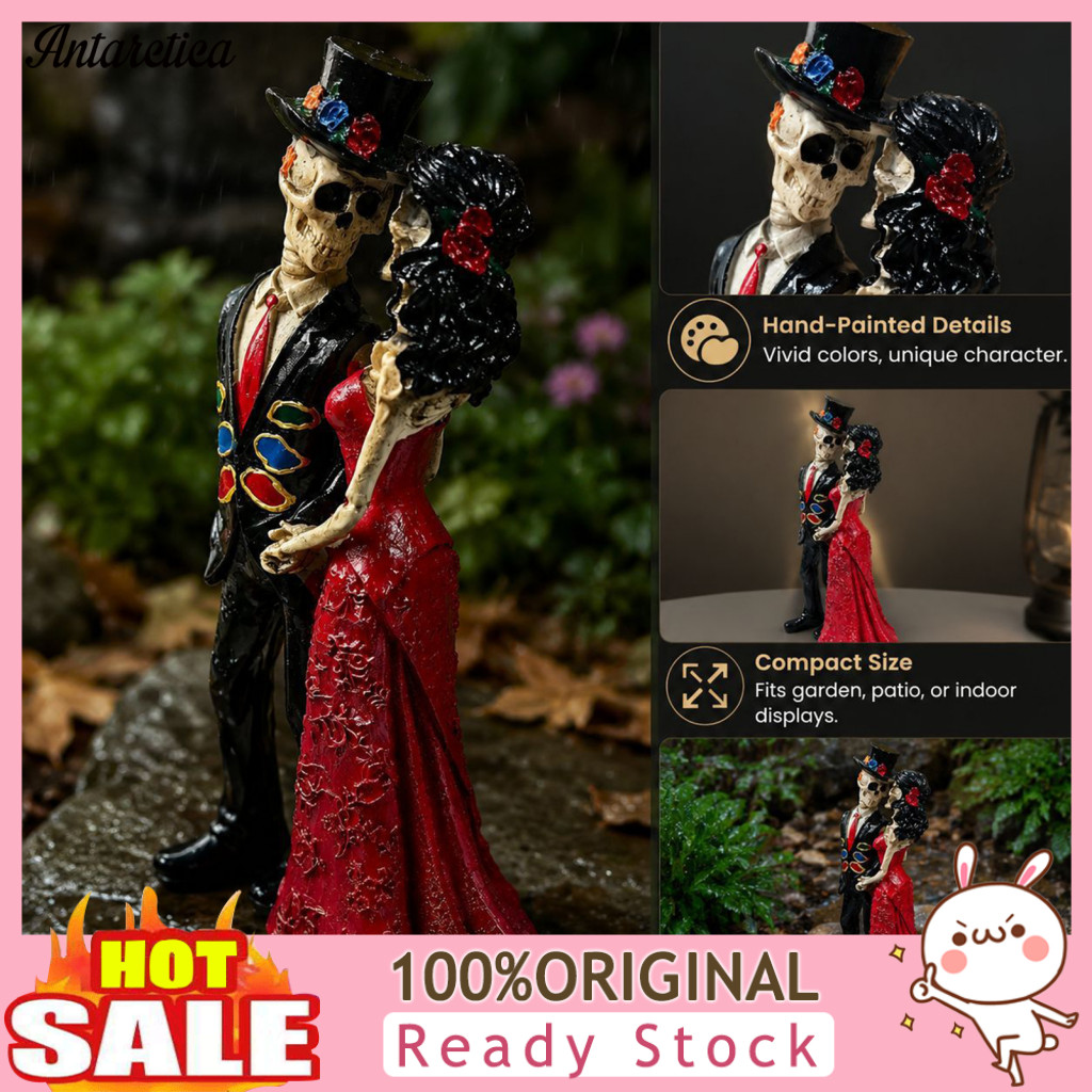 Skeleton Couple Resin Statue Gothic Home Decor Figurine Man and Woman Halloween Table Unique Decoration Gift