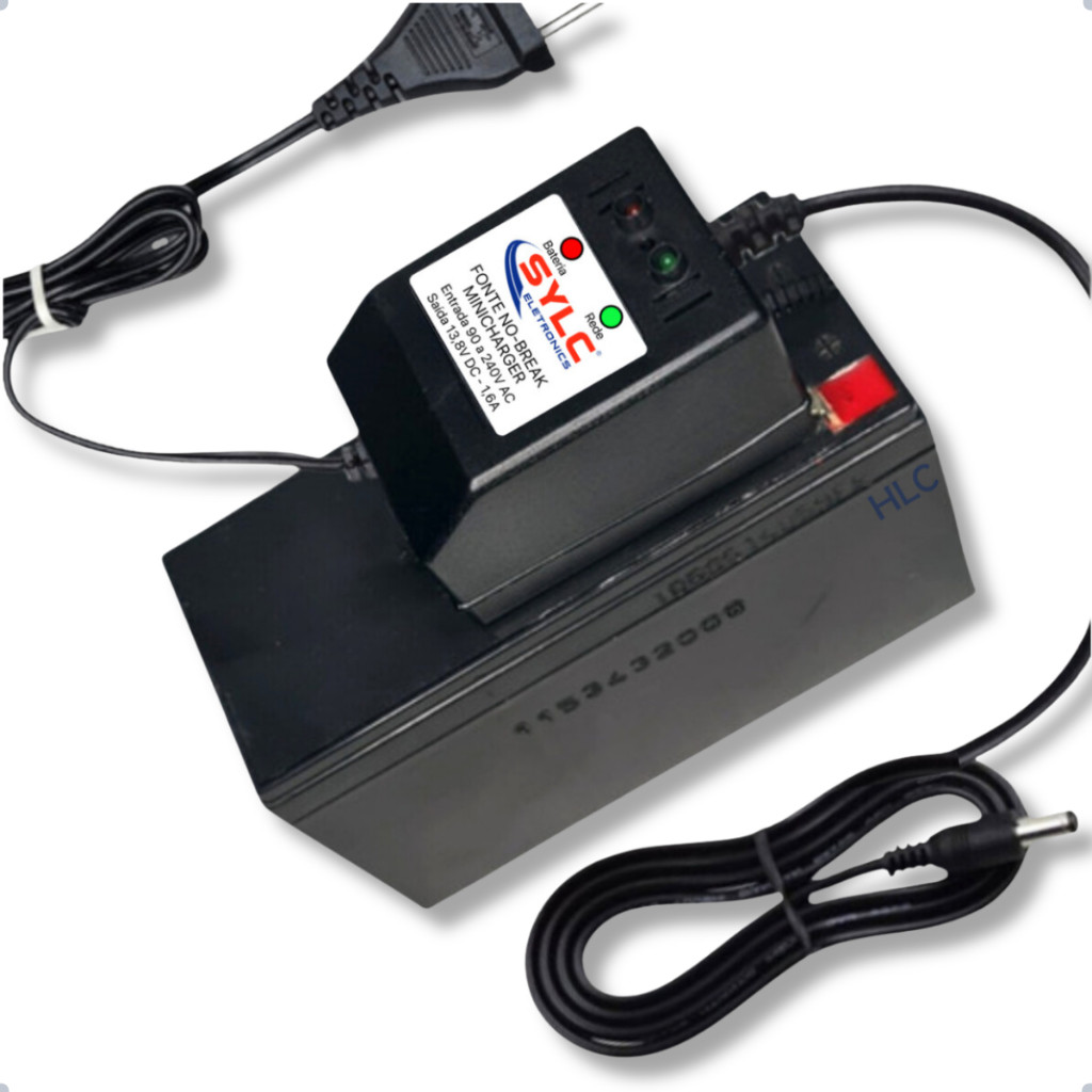 Fonte Nobreak 12v - 1,6A Bivolt Conector P4 - P/ Bateria Selada (5A, 7A e 9A) Mini Charge Roteador