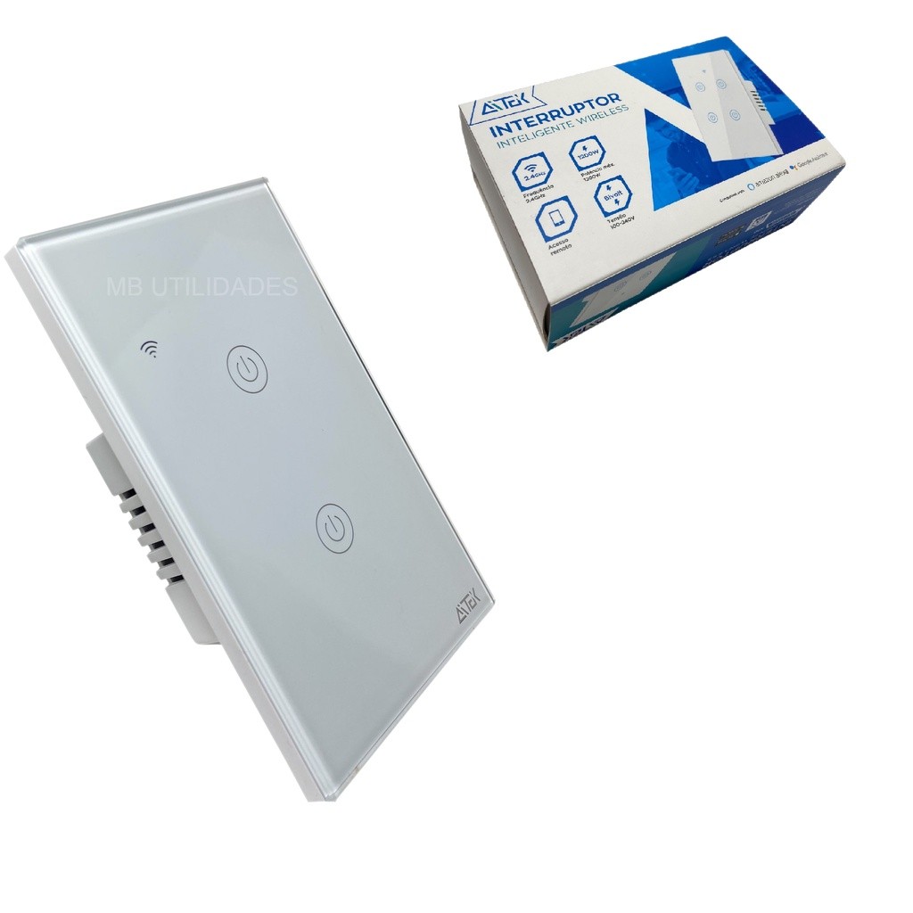 Interruptor Luz Smart Wireless 2 Botões Touch Alexa Google