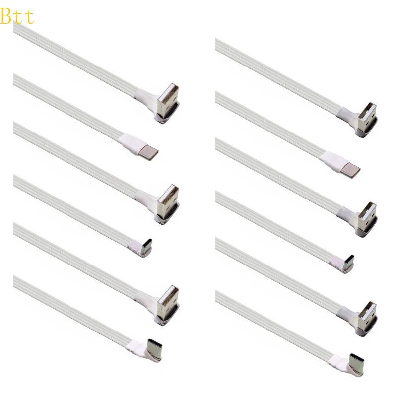 Btt Branco Ângulo Reto Cabo USB C Construção Plana TPE Suporta Entrega De Energia 5V E Transferência De Dados De 480 Mbp