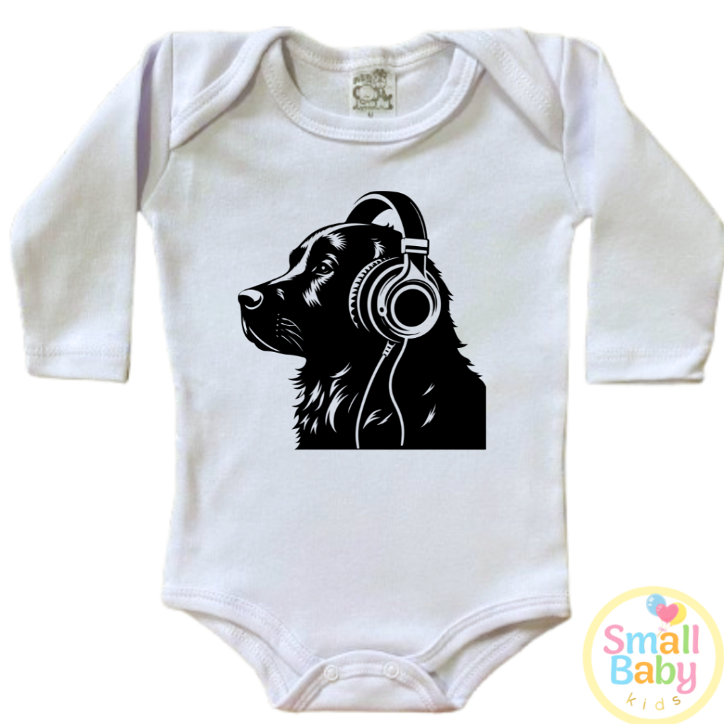 Body Bebe Infantil Cachorro fone de Ouvido Em Algodão Manga Longa