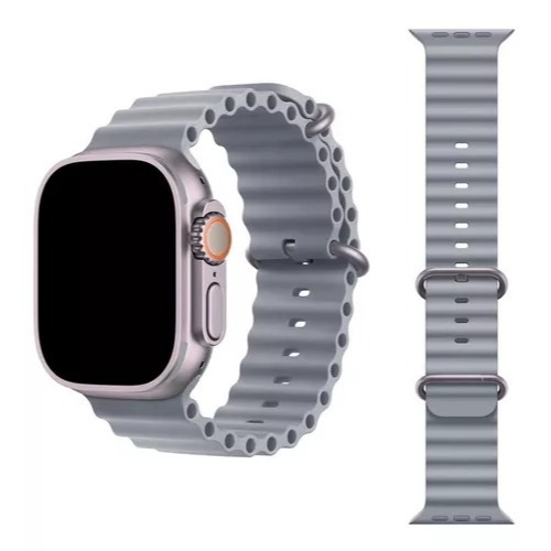Pulseira Silicone OCEANO CINZA OCEAN 42mm 44mm 45mm 49mm Para Smart Watch Smarwatch