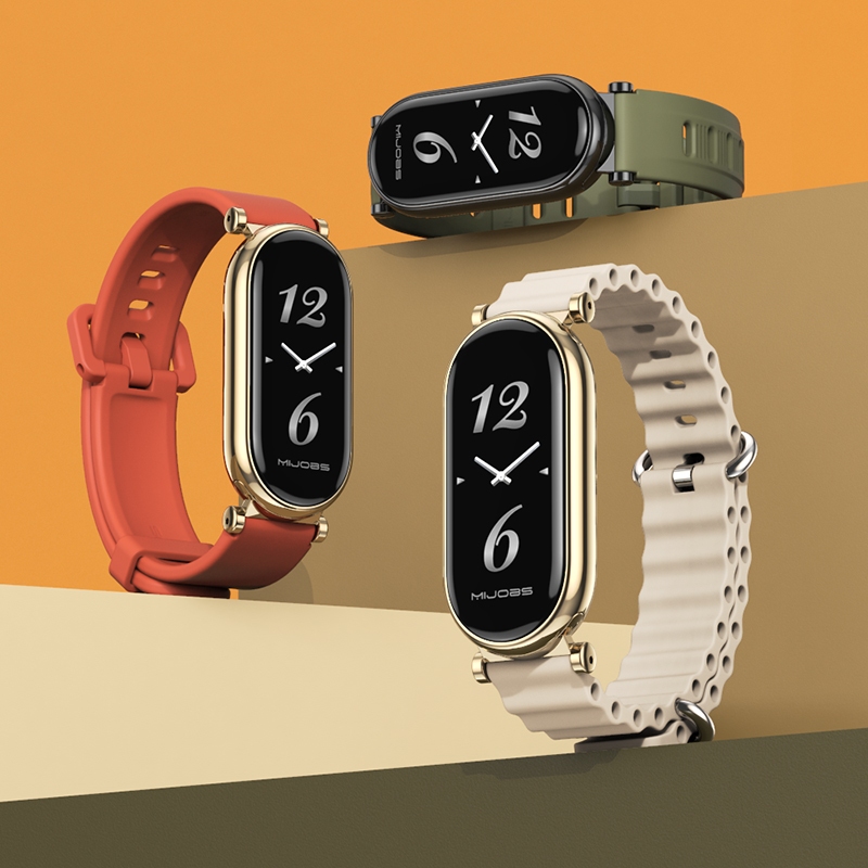 MIJOBS Pulseira De Silicone Para Mi Band 11 10 9 8 Homens Mulheres Metal Ocean Bracelet Acessórios Substituíveis