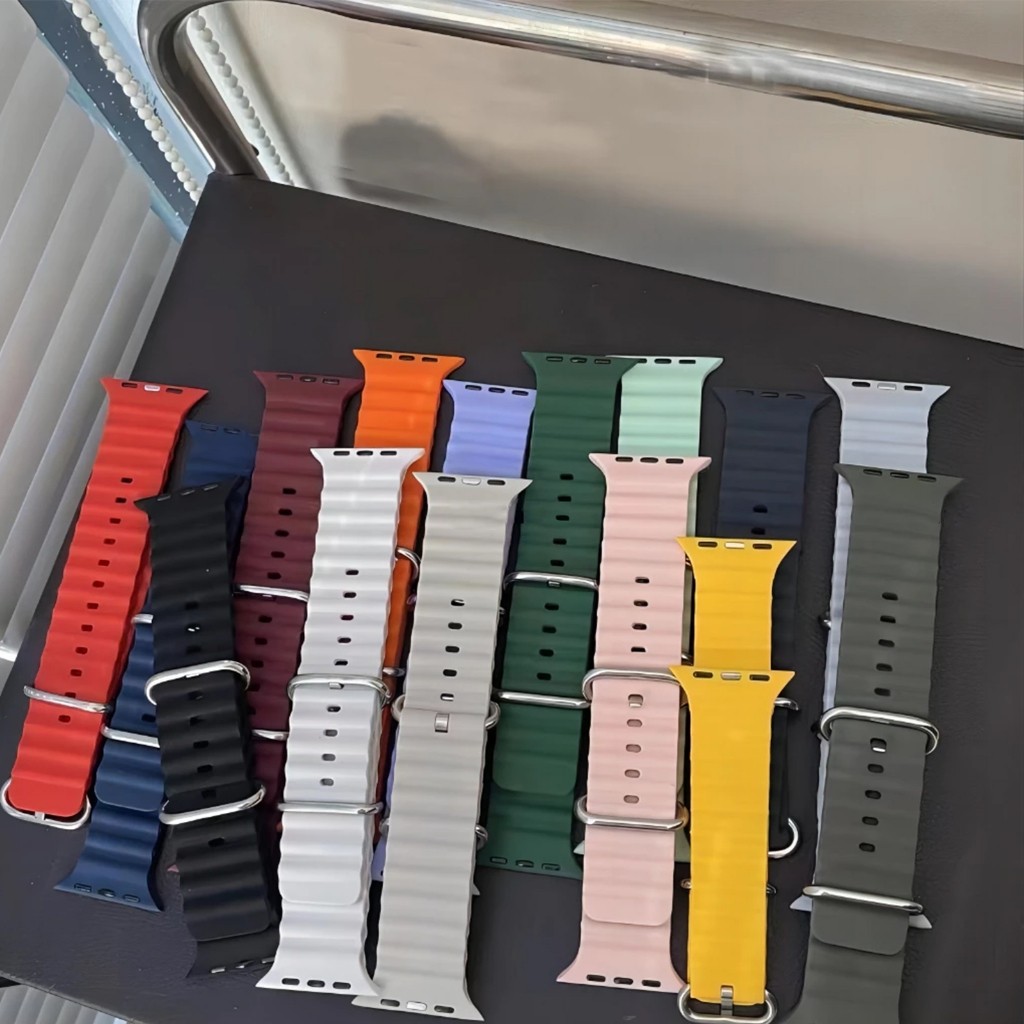 Pulseira Silicone para Smartwatch Apple Watch Ultra 4 3 2 49mm Series 11 10 9 8 7 45mm 10 46mm SE 6 44mm Ocean