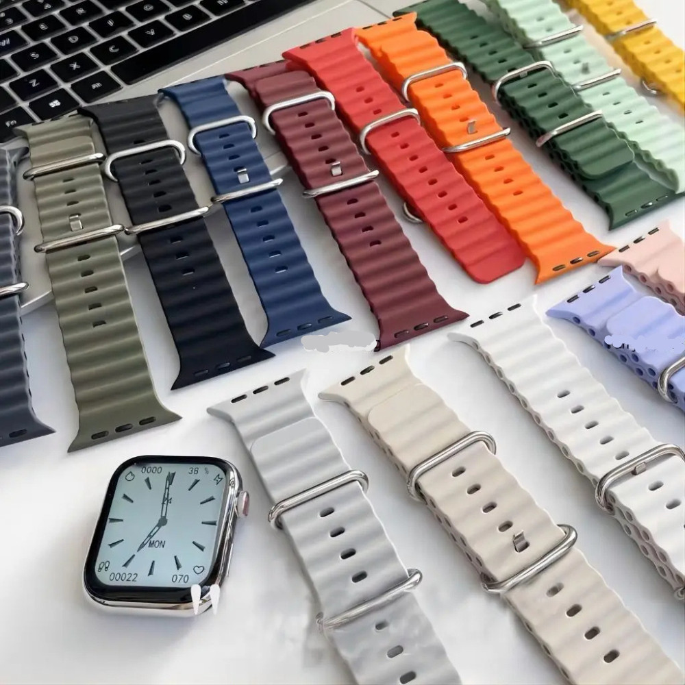 Pulseira de Silicone Oceano para Smartwatch Apple Watch 49mm 46mm 45mm 44mm 42mm Ocean Ultra