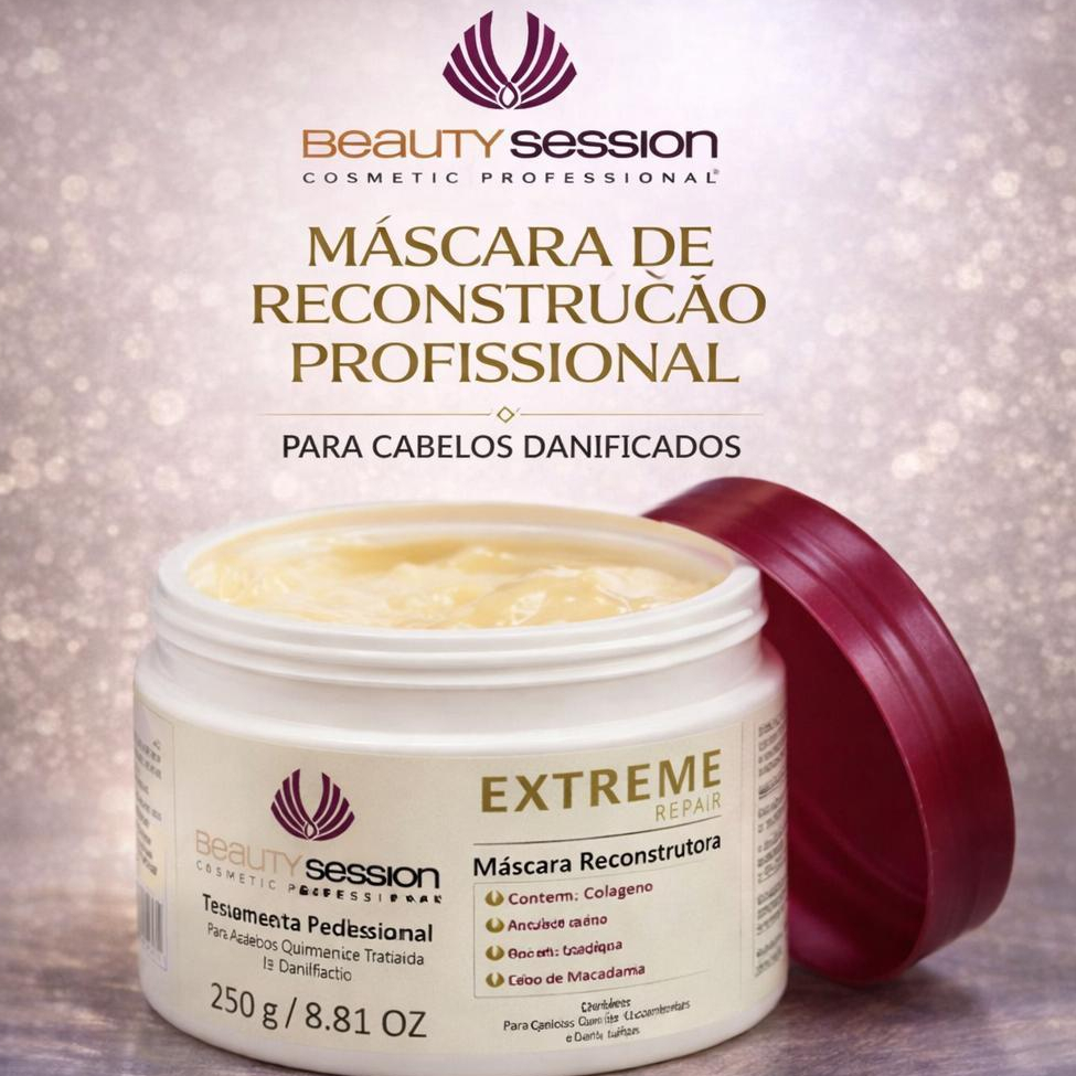 Máscara Reconstrução Extreme Repair 250 gr Profissional - Beauty Session Cosmetic Professional