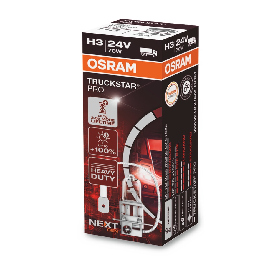 Lâmpada Osram TruckStar Pro H3 24v 70w 3200k Para Caminhão