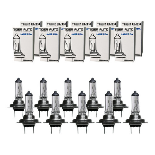 Kit 10 Lampada Halógena H7 12v 3200k 55w Px26d Tiger Auto