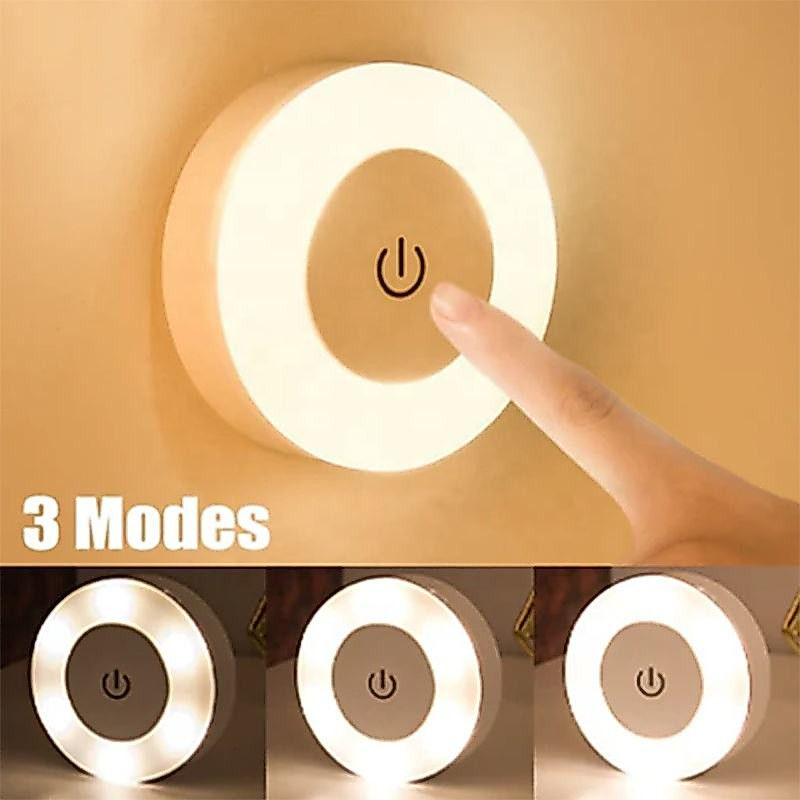 Mini luz noturna LED Sensível Ao Toque USB recarregável luz de Cabeceira Luz de atmosfera variável de três cores.