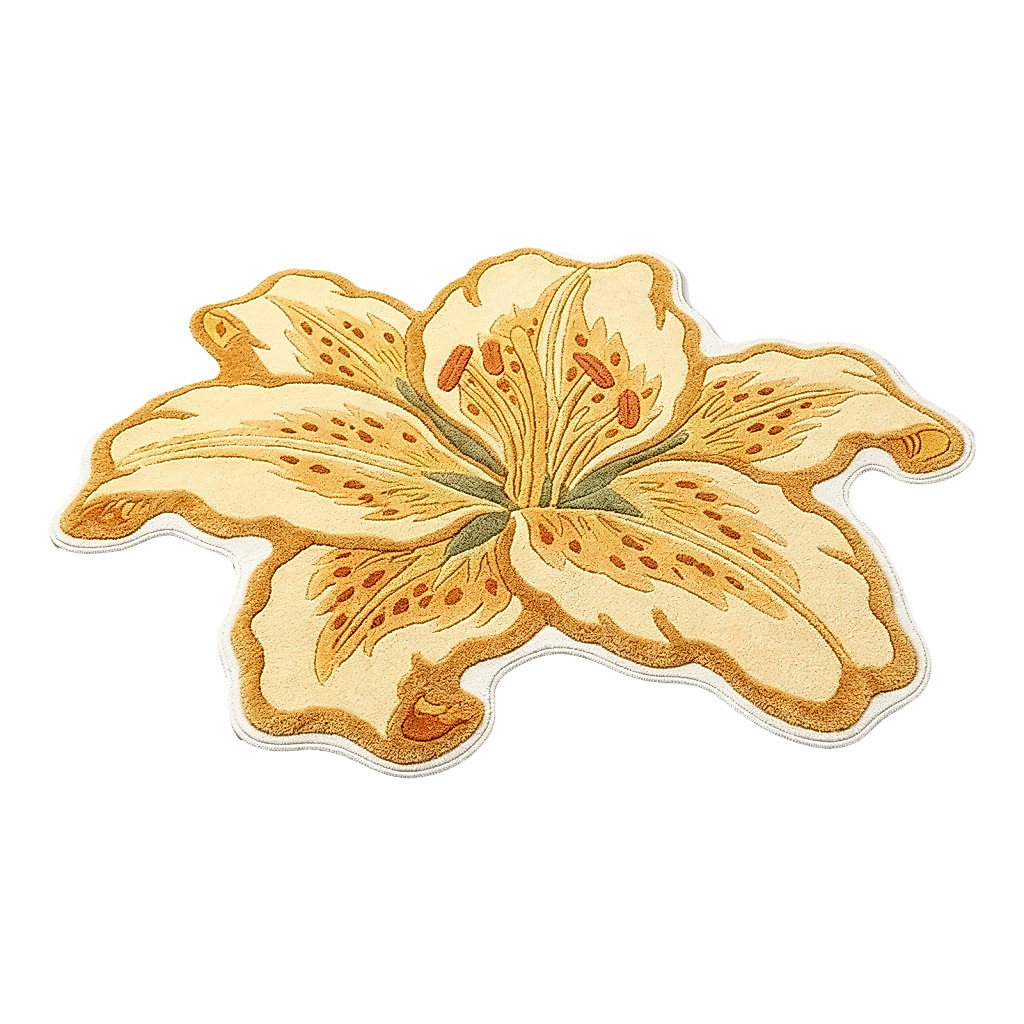 Non Slip Bathroom Rug Safe for Elderly and Kids Lily Shape Floor Mat Soft Absorbent Velvet for Entrance Non-slip Quick-d