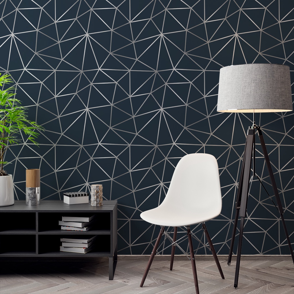 Papel de Parede Zara Azul Noturno Adesivo Zara Adesivo Lavável - Pro Decor