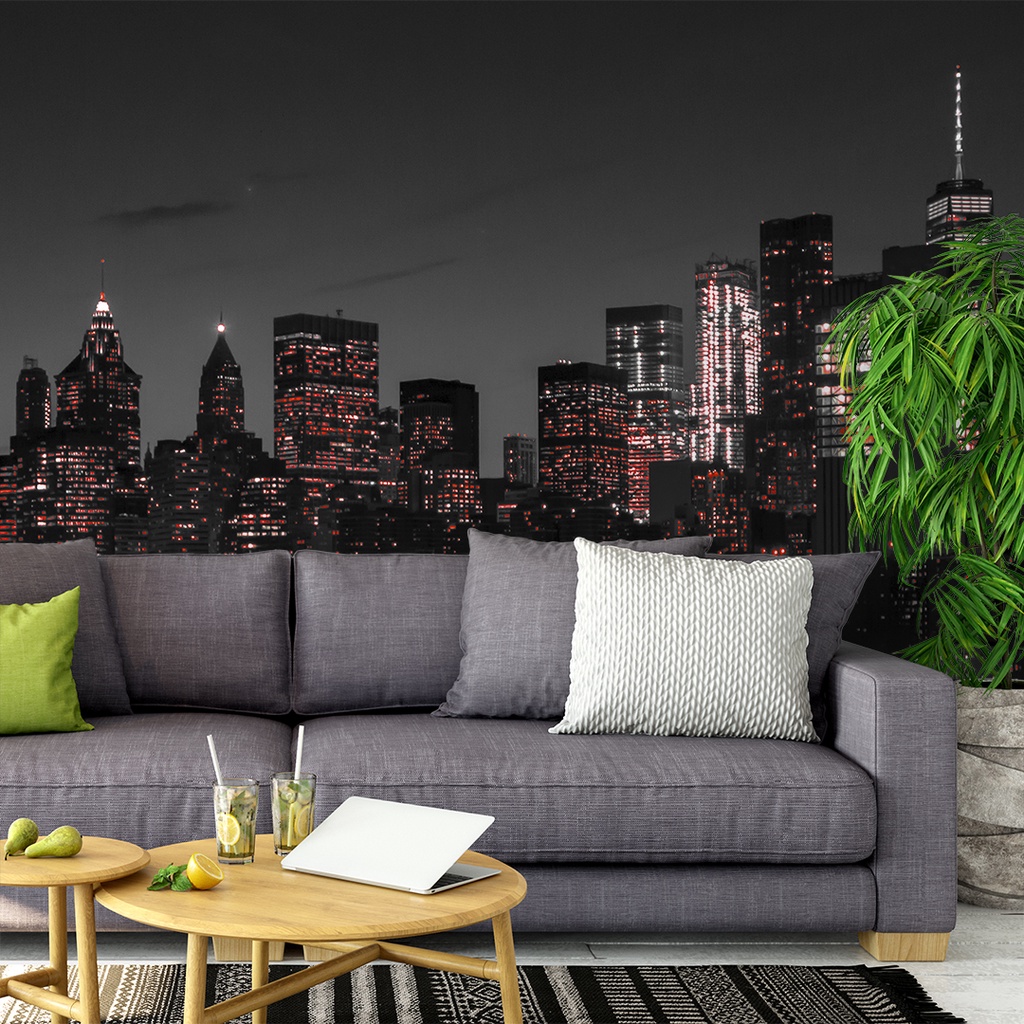 Papel Parede Moderno Requinte Cidade Visão Noturna Chic Vb43