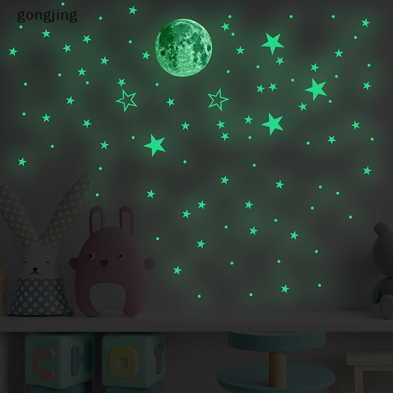 gongjing 127 Peças Luminosa Estrela Lua Faça Você Mesmo Adesivo De Parede Decorativo Festa Noturna Que Brilha No Escuro