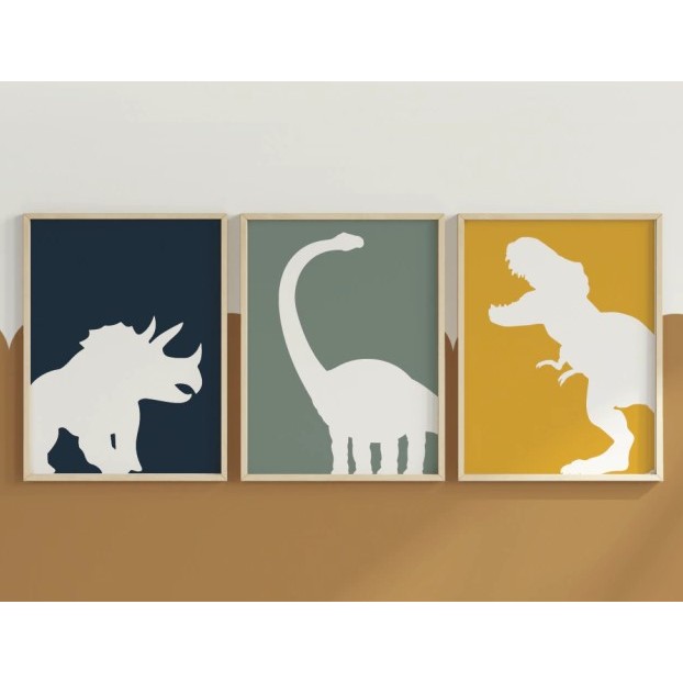 Quadros decorativos 3 peças Tema Sombras Dino Colorido Lindo e em diversos tamanhos disponíveis  pra