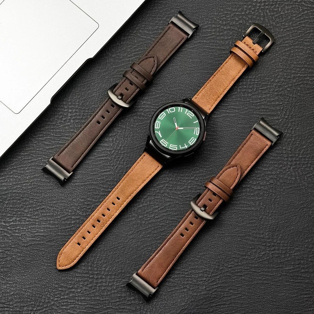 Pulseira De Couro Sem Gap Para Relógio Samsung Galaxy 6 5 4 40mm 44mm 6Classic 43mm 47mm 5Pro 45mm