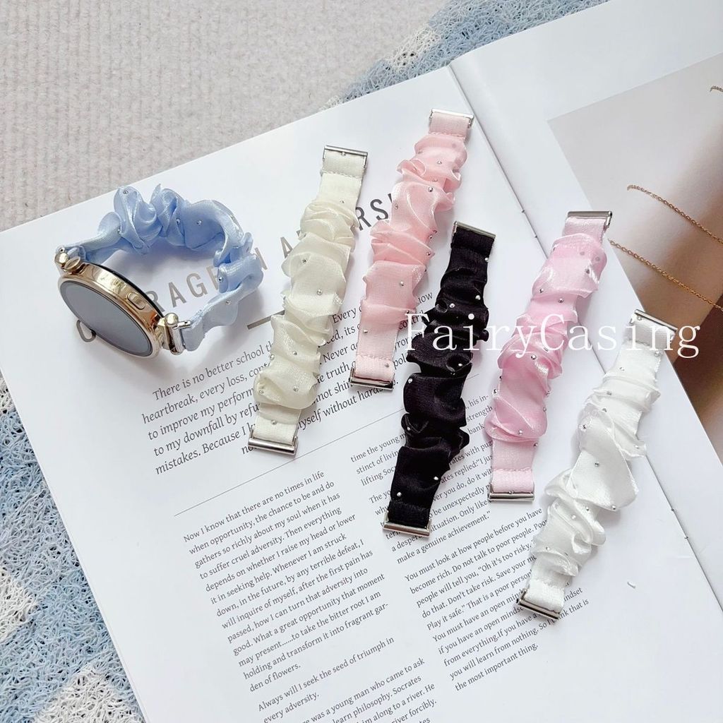 Pulseira Elástica De chiffon Cravejado De Diamantes , 18 20 22mm , Para Samsung Galaxy Watch 9 8 7 FE 5Pro 4 6Classic 40