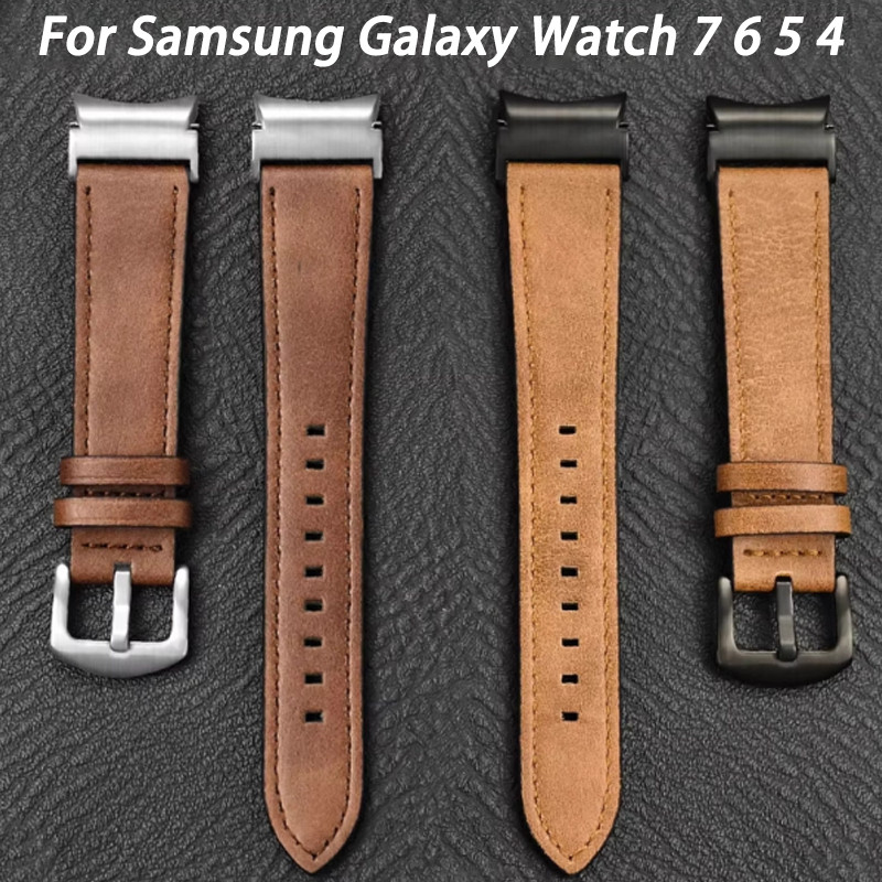 Pulseira De Couro Sem Lacunas Para Samsung Galaxy Watch 7 6 5 4 44mm 40mm 6Classic 4Classic 42 46mm 43mm 47mm FE Negócio