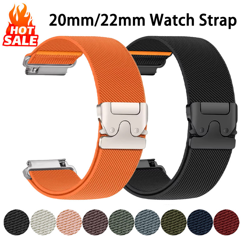 Pulseira Elástica De 22 Mm 20 Para Samsung Galaxy Watch 7 6 5 4 FE 40mm 44mm 6Classic 47mm Fivela De Metal Banda De Nylo