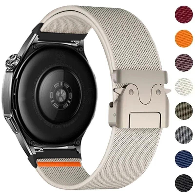 Pulseira De Nylon De 20mm Para Samsung Galaxy Watch 7 6 5 4 40mm 44mm 6Classic 47mm Faixa Elástica 22mm Huawei GT5 3 4Pr
