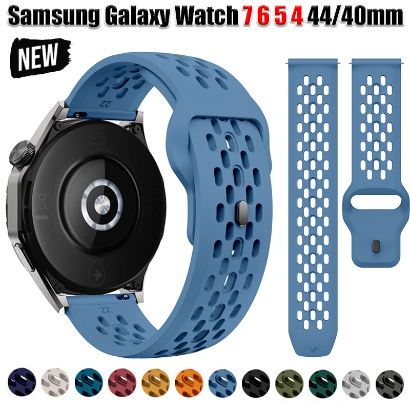 Pulseira De Silicone Respirável Para Samsung Galaxy Watch 7 6 5 4 44/40mm 6Classic 43 47mm 4Classic 42 46mm Substituição