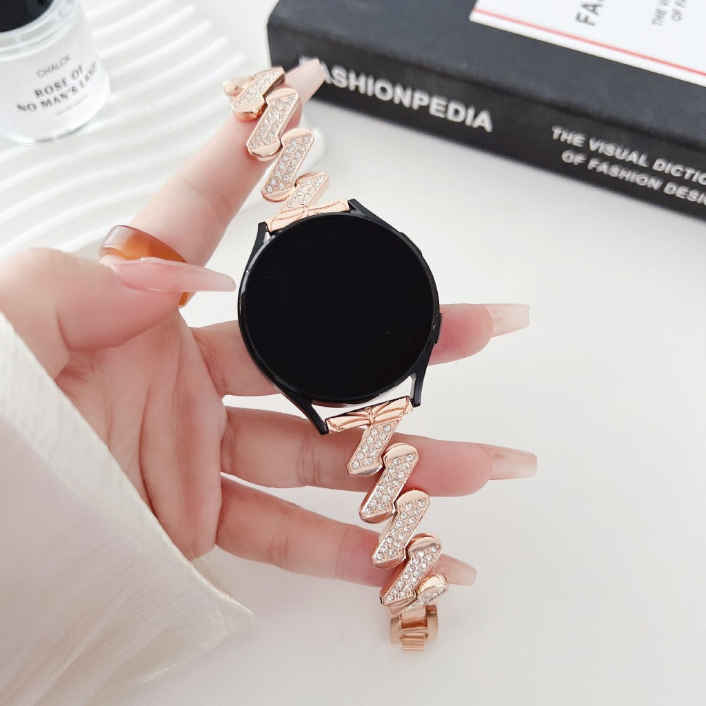 Pulseira De Metal Diamante De 20 Mm Para Samsung Galaxy Watch 7 6 5 4 40mm 44mm 6classic 43mm 47mm Feminina =