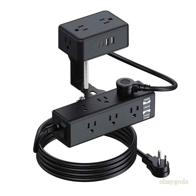 OH Braçadeira De Mesa De Camada Dupla Tiras De Energia 13AC Tomadas 4 Portas USB C PD20W Protetores Contra Surtos De Car