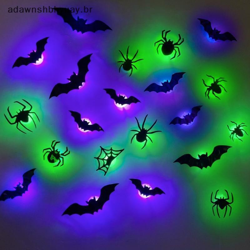 Adawnshubiuay Halloween 3D Bat Night Light 9/12 Pcs Set Estereoscópico Brilhante Decor Para Festa De Natal Decoração De