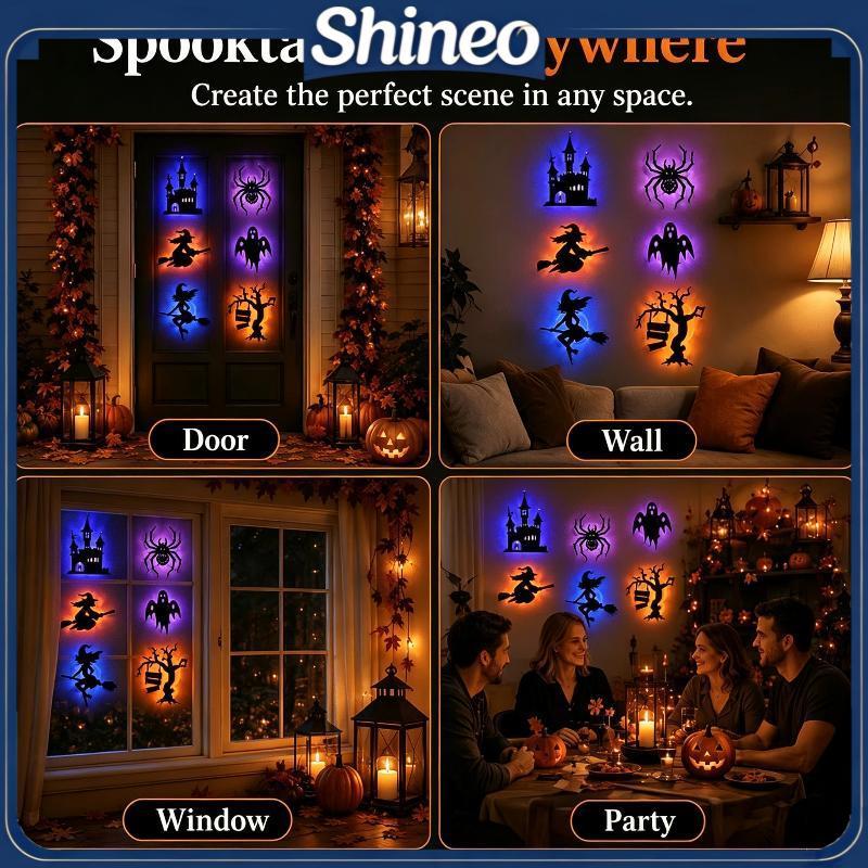 SHINE 3D Halloween Night Light Wall Stiers Decalques Brilhantes Autoadesivos Para Presente De , Festa , Casa , Decoraçõe