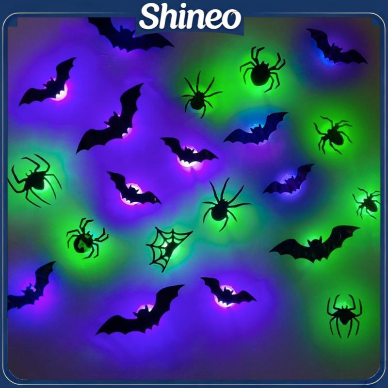 SHINE Halloween Bat Night Light 9/12 Pcs Economia De Energia 3D Estereoscópico Para Festa De Natal Decoração De Quarto D