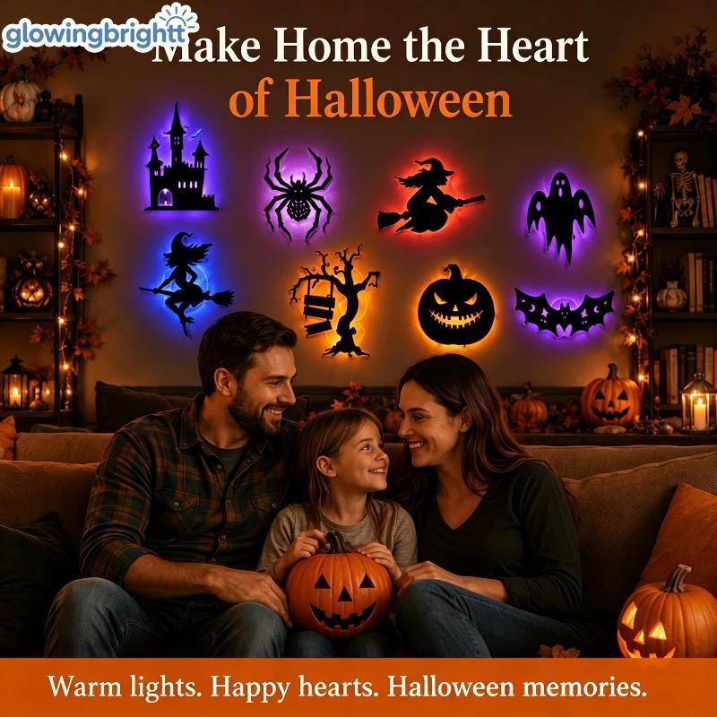 GLOWI Halloween Night Light 3D Parede Stiers Brilhante Padrão Dos Desenhos Animados Decalques Para Berçário Família Fest