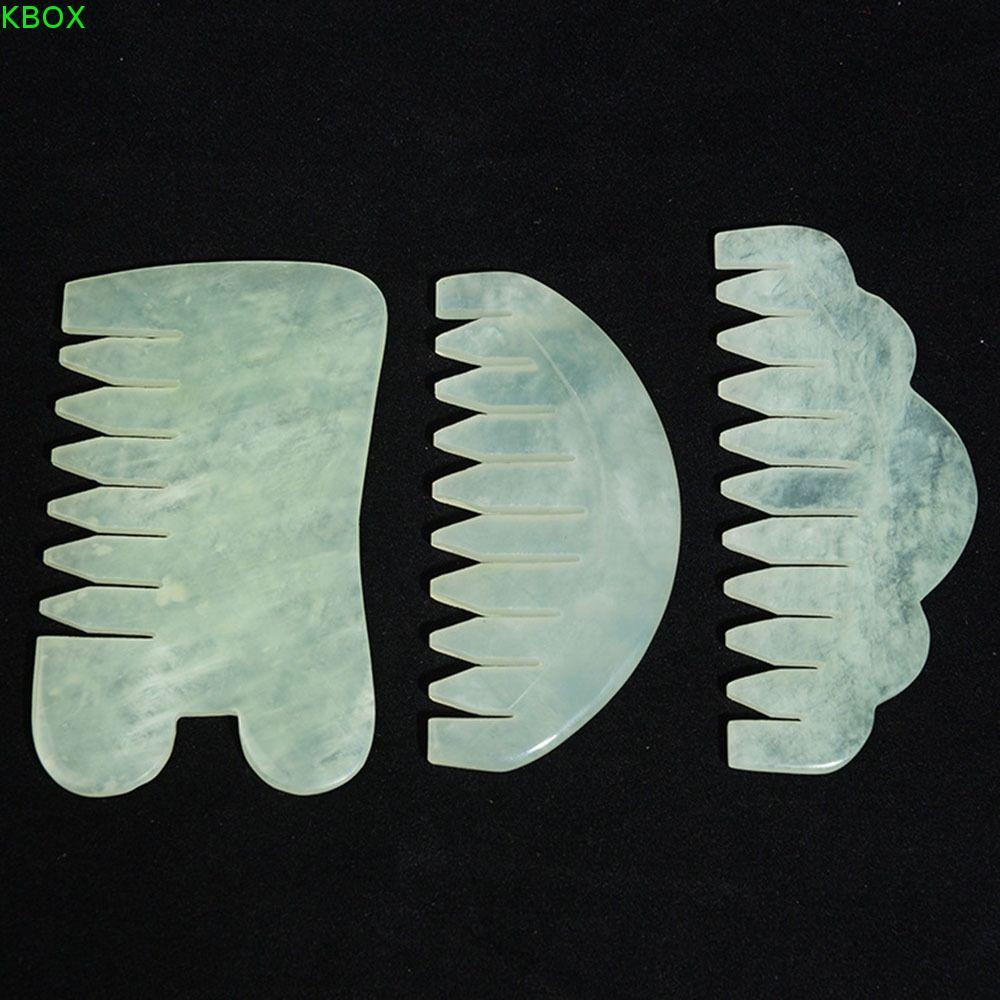 Escova De Cabelo KBOX Jade , Pente De Massagem Verde Natural , Escultura Clássica Hsiuyen Gua Sha Board Stone