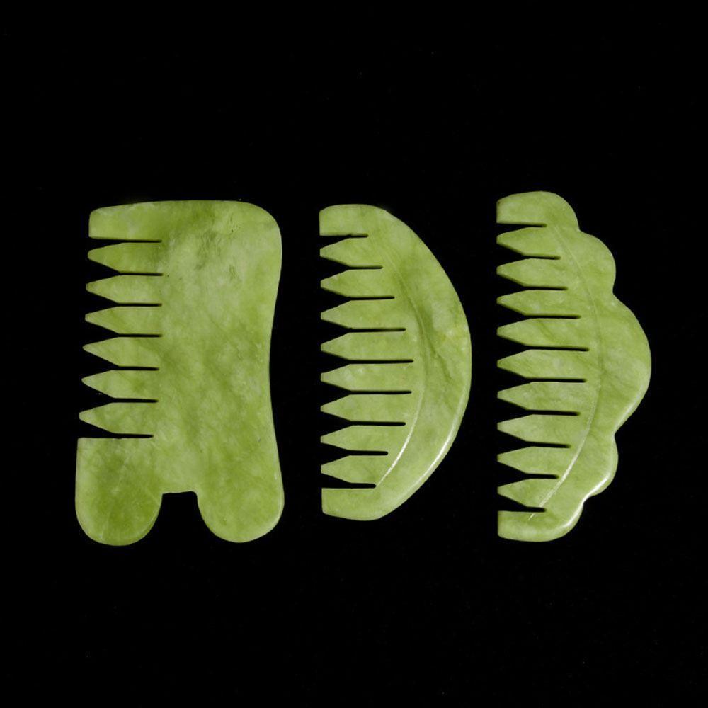 Pente De Massagem , Escova De Cabelo Hsiuyen Jade Verde , Natural Clássico Retro Gua Sha Board Stone Firming Skin