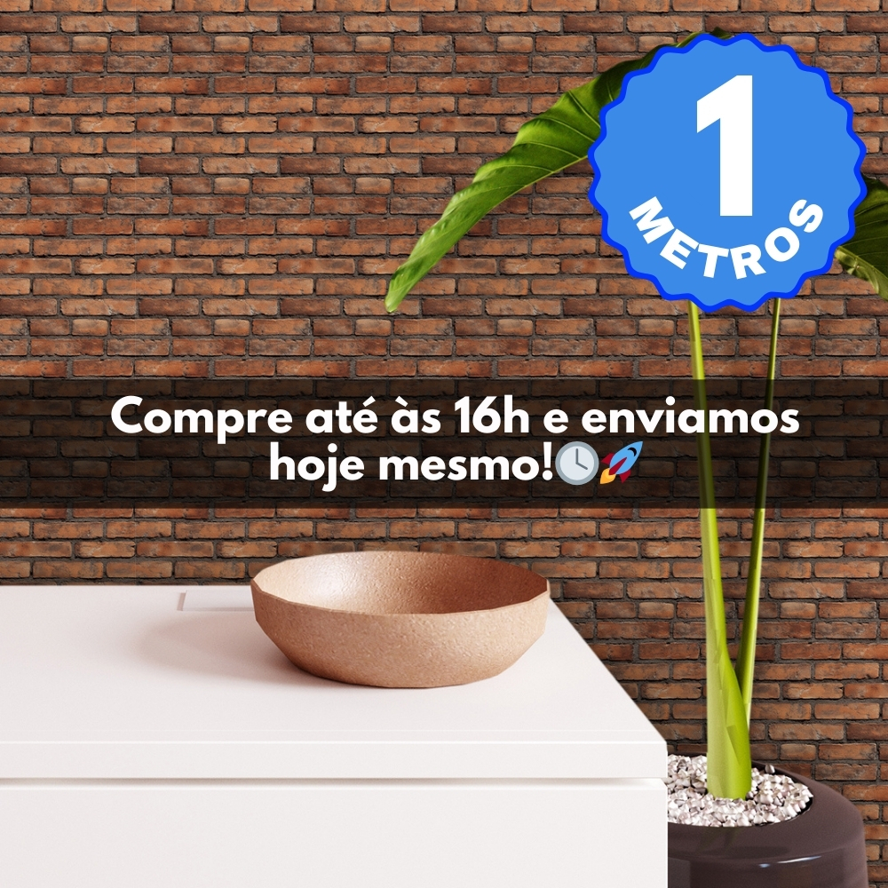 Papel de Parede Adesivo Auto Colante Lavável Tijolinho Tijolo Barro Imperial Rolo de 1 Metro x 40 CM