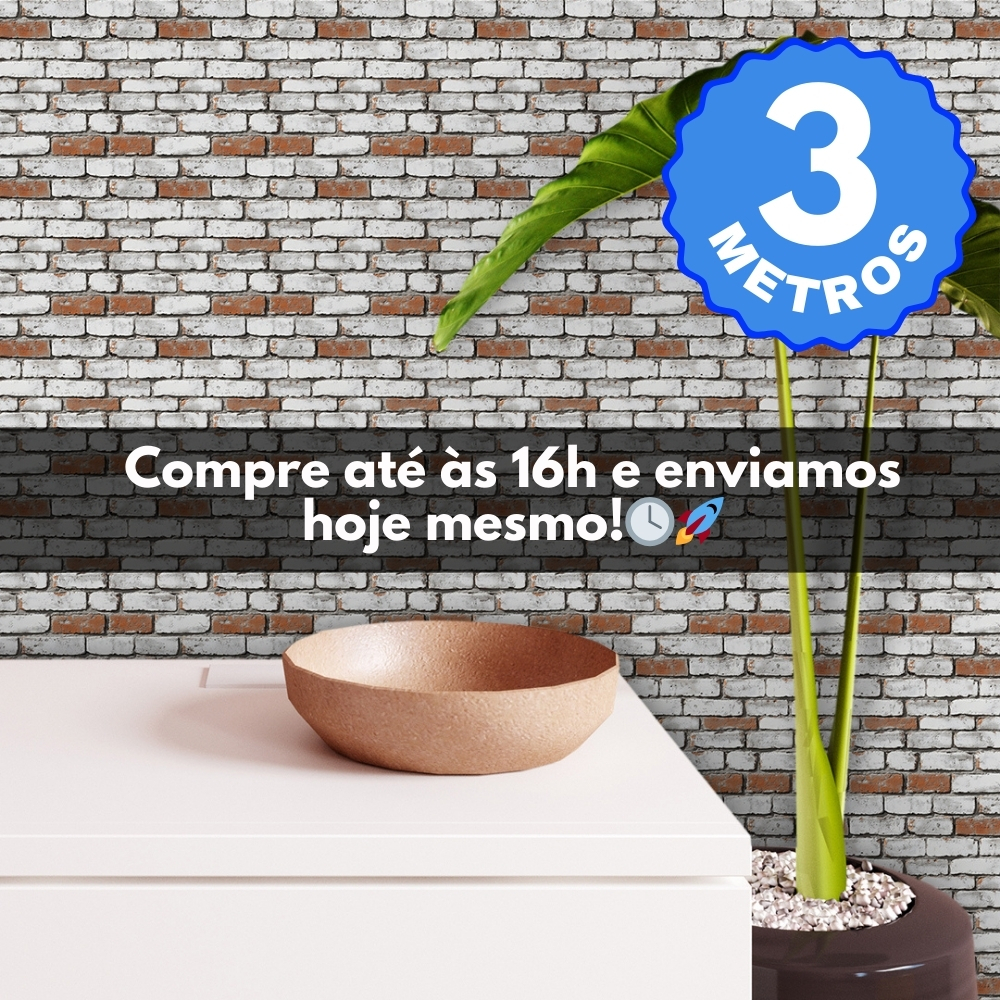 Papel de Parede Adesivo Auto Colante Lavável Tijolinho Tijolo Industrial Leve Rolo de 3 Metros
