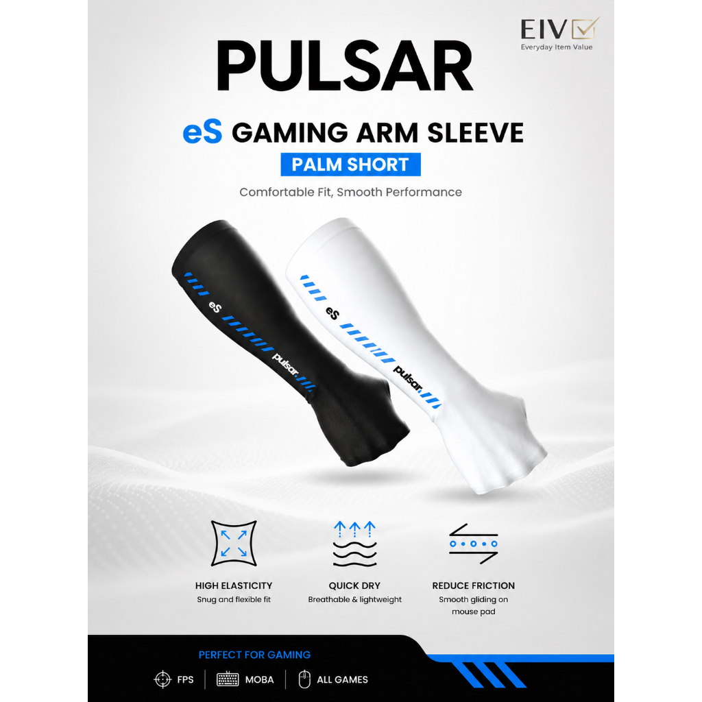 ⭐ Pulsar Pu eS Gaming Arm Sleeve Palm Short Esports Manga De Compressão Respirável De Secagem Rápida Anti-Fricção M/L/XL