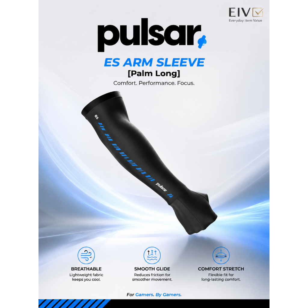 ⭐ Pulsar Pu eS Esports Gaming Arm Sleeve Palm Manga De Compressão De Resfriamento Longo Preto 1 Unidade