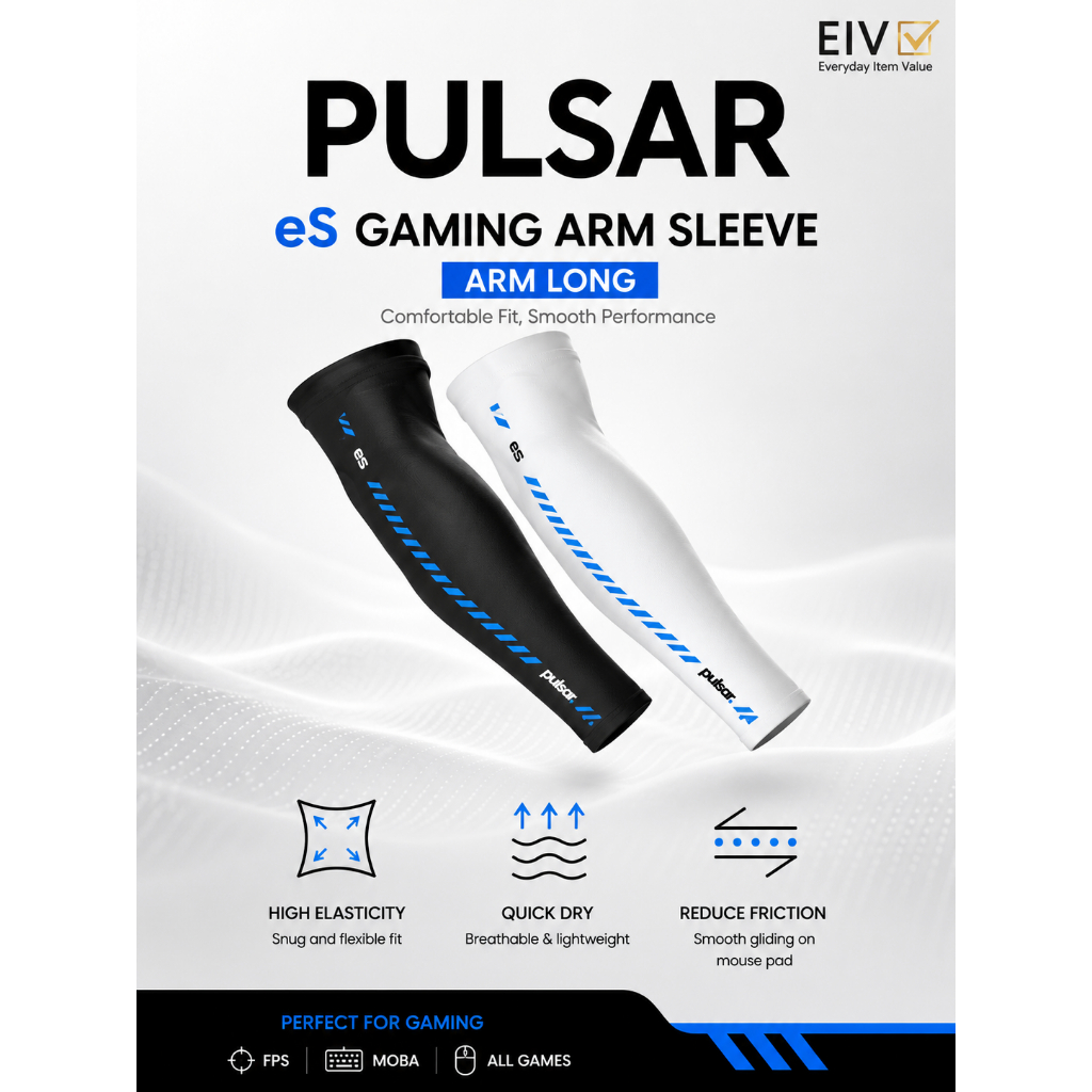 ⭐ Pulsar Pu eS Gaming Arm Sleeve Long Esports Manga De Compressão Respirável De Secagem Rápida Anti-Fricção M/L/XL