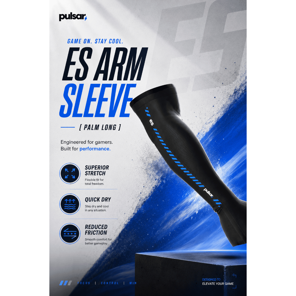 Pulsar eS Esports Gaming Arm Sleeve Palm Long L Suporte Para Jogos Elástico Anti-Fricção De Secagem Rápida