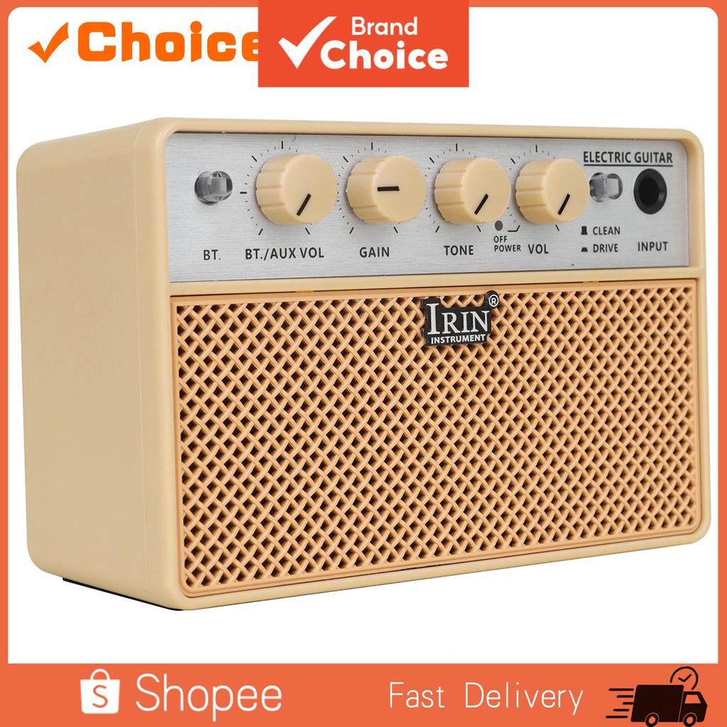 Amplificador de Guitarra Elétrica IRIN BA 10, 10W, portátil, mini caixa acústica, ideal para prática e apresentações.