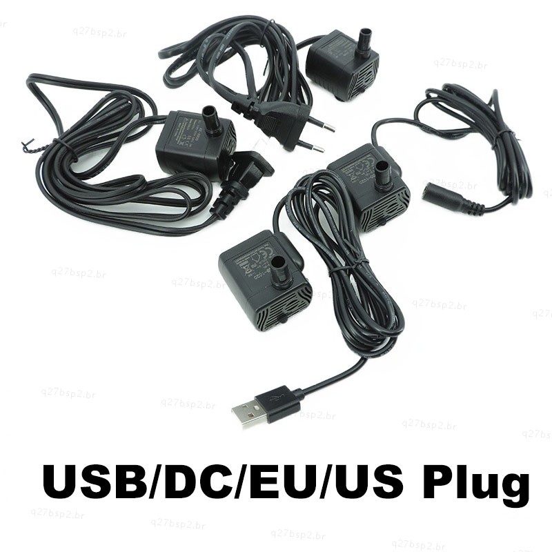 220V AC/12V 5V DC USB Mini Bomba De Água Sem Escova Fonte Submersível Ultra Silenciosa 5W/10W 200-400L/H Para Hidroponia