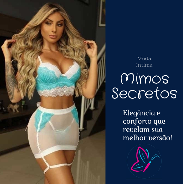 Conjunto de Lingeries Pedacinho do Céu com Saia Fetiche - 3 Peças