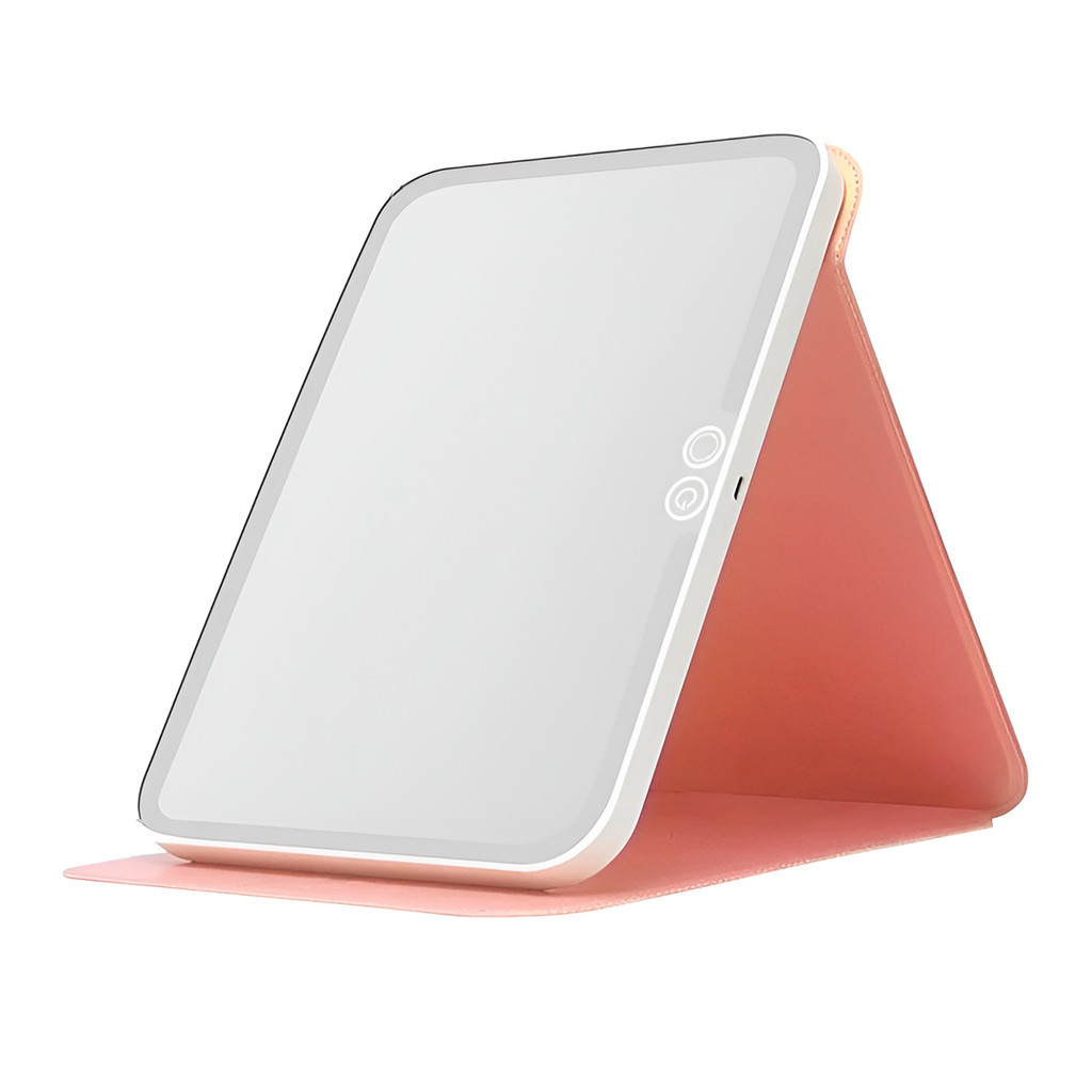 Espelho LED Portátil com Capa Recarregável Touch USB Cor:Ros