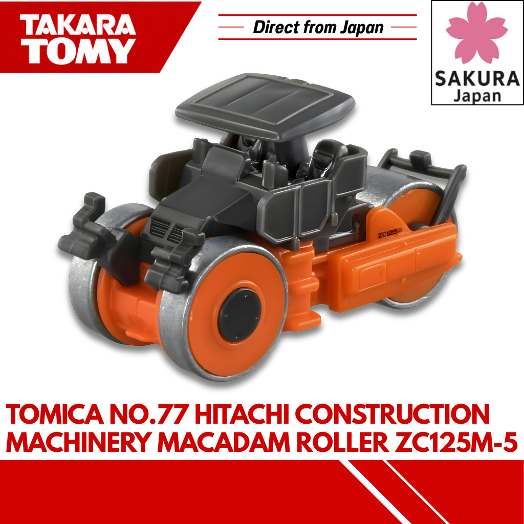 TAKARA TOMY Tomica No.77 Hitachi Construction Machinery Macadam Roller ZC125M-5 (Box) Miniature Toy Car Ages 3 and up