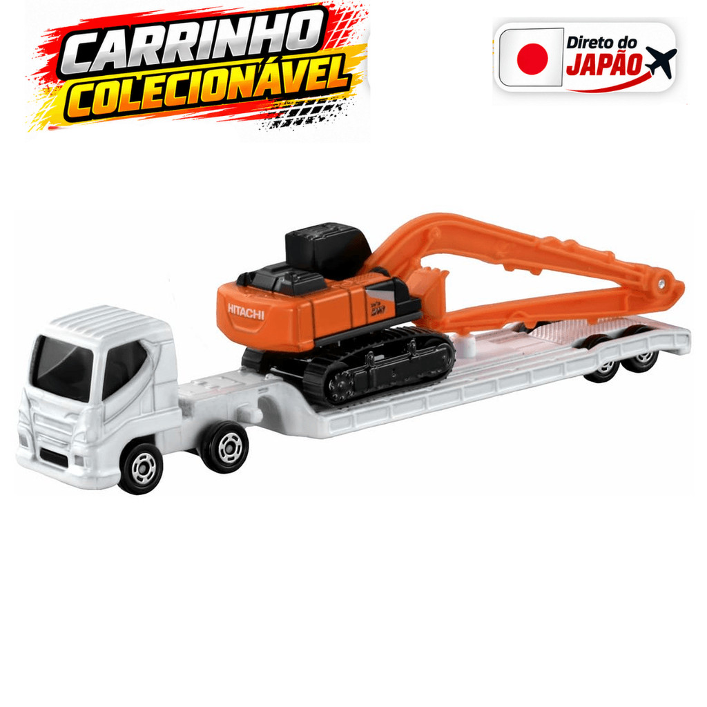 【Do Japão】Takara Tomy Tomica Long Type Tomica No. 143 Hitachi Construction Machinery Escavadeira ZX210-7 SLF e caminhão