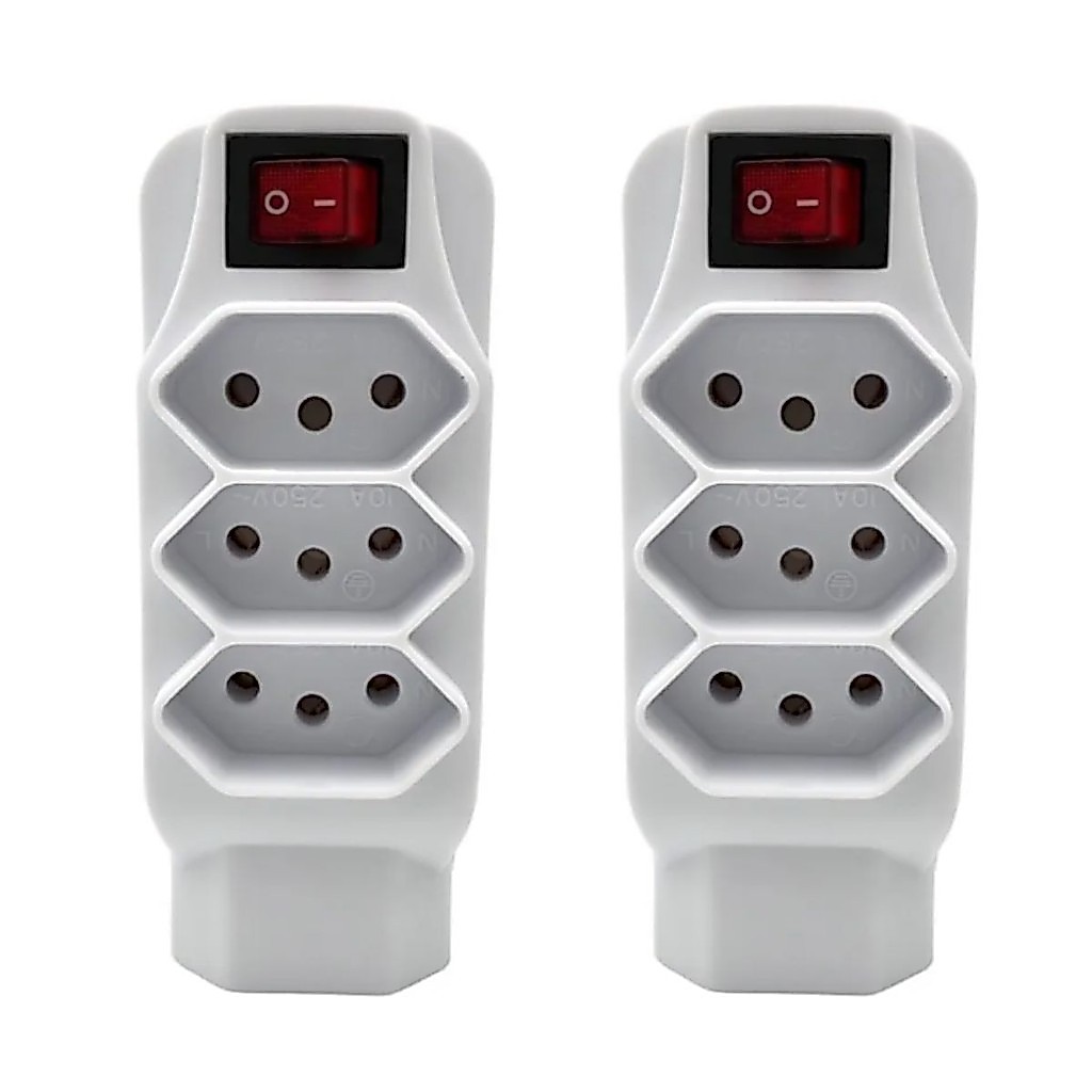Oferta com 2 Adaptador Benjamin 4 Saídas 10a Bivolt C/ Interruptor