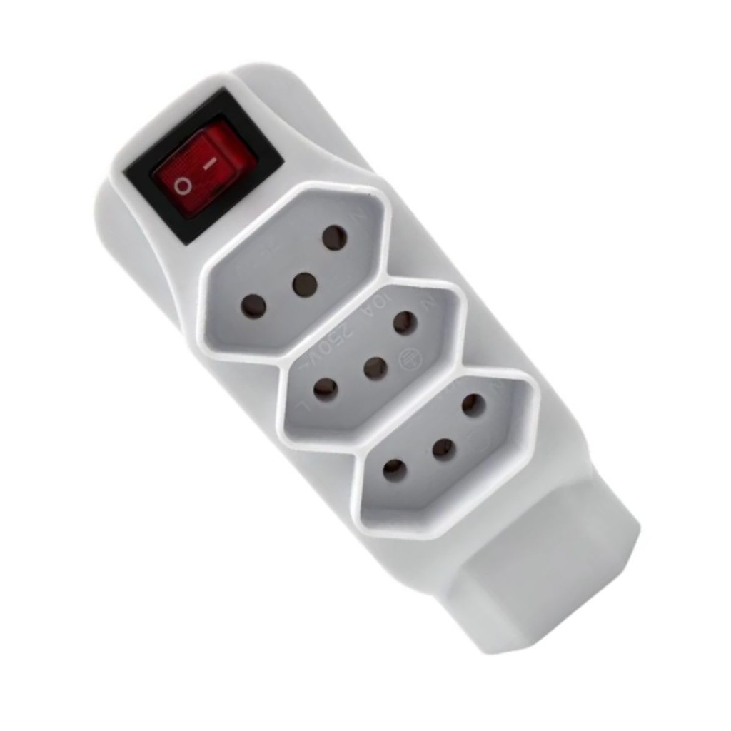 Adaptador Benjamin 4 Saídas 10a Bivolt C/ Interruptor